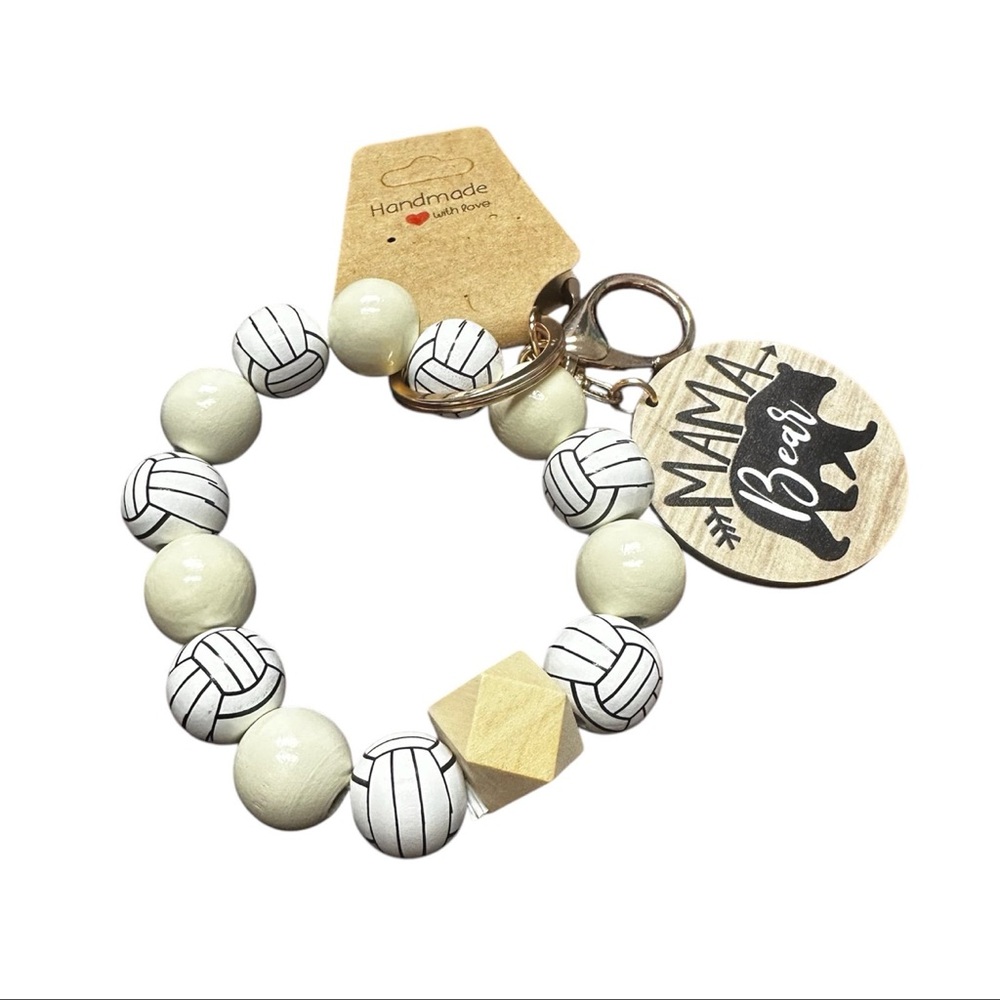 Volleyball wristlet keychain